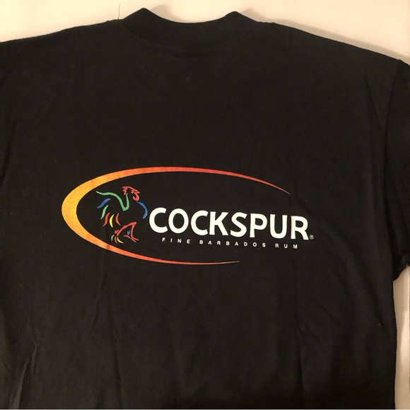 MEN’S IRIE BLUE CREW NECK TSHIRT - NWOT - LOGO COCKSPUR FINE BARBADOS RUM - Picture 4 of 9